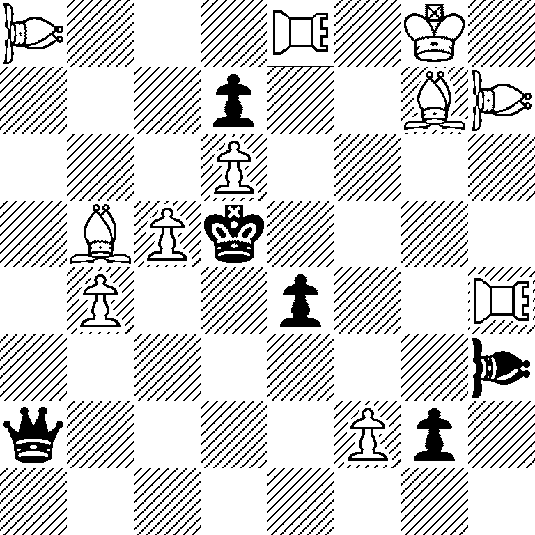 1B3*1R1K1/3p2B*1B/3P4/1BPk4/1P2p2*1R/7*1b/q4Pp1/8