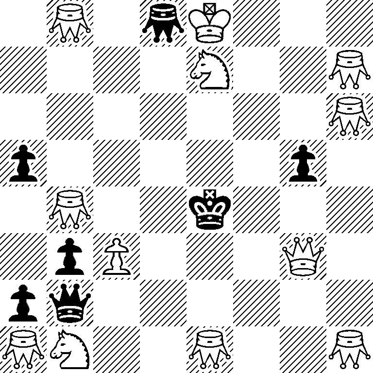 1*2Q1*2qK3/4S2*2Q/7*2Q/p5p1/1*2Q2k3/1pP3Q1/pq6/*2QS2*2Q2*2Q