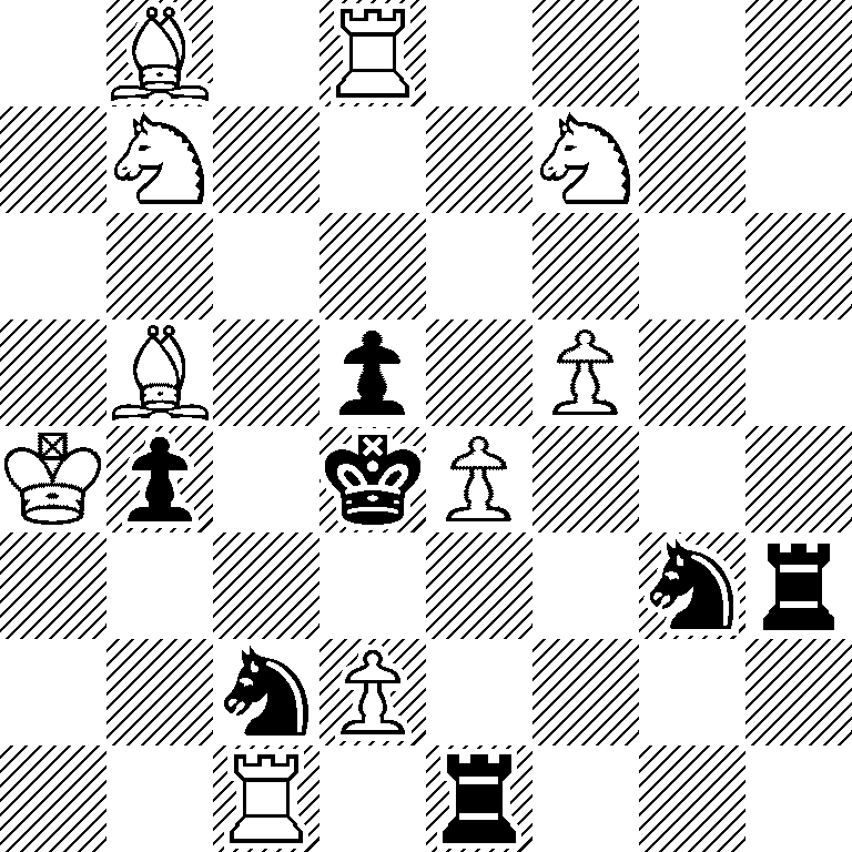1B1R4/1N3N2/8/1B1p1P2/Kp1kP3/6nr/2nP4/2R1r3