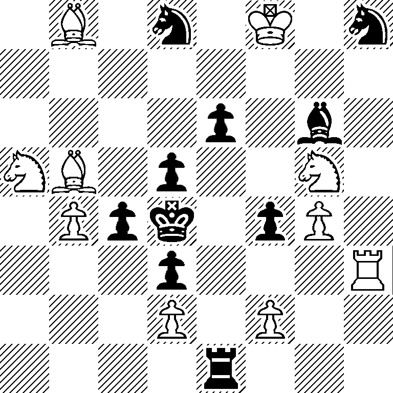 1B1n1K1n/8/4p1b1/NB1p2N1/1Ppk1pP1/3p3R/3P1P2/4r3