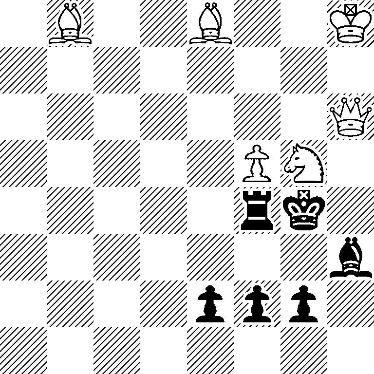 1B2B2K/8/7Q/5PN1/5rk1/7b/4ppp1/8