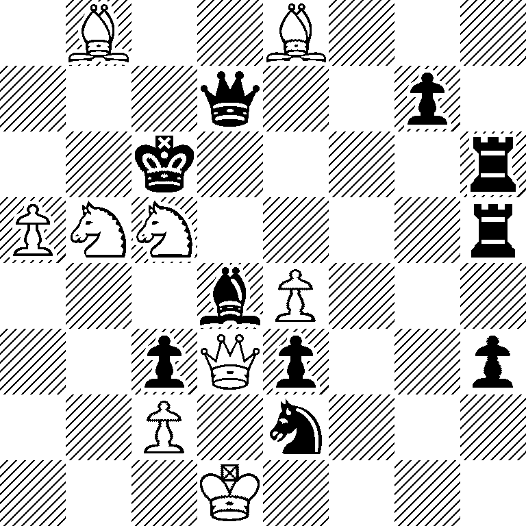 1B2B3/3q2p1/2k4r/PNN4r/3bP3/2pQp2p/2P1n3/3K4