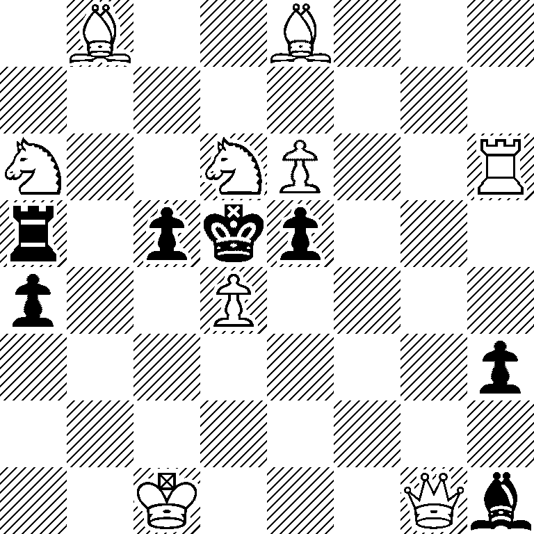 1B2B3/8/N2NP2R/r1pkp3/p2P4/7p/8/2K3Qb