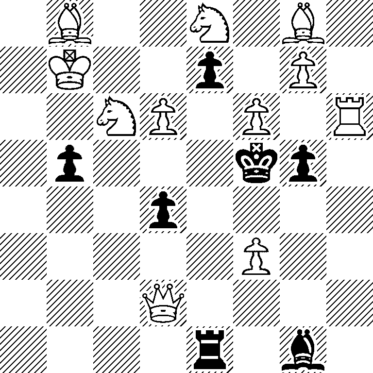 1B2N1B1/1K2p1P1/2NP1P1R/1p3kp1/3p4/5P2/3Q4/4r1b1