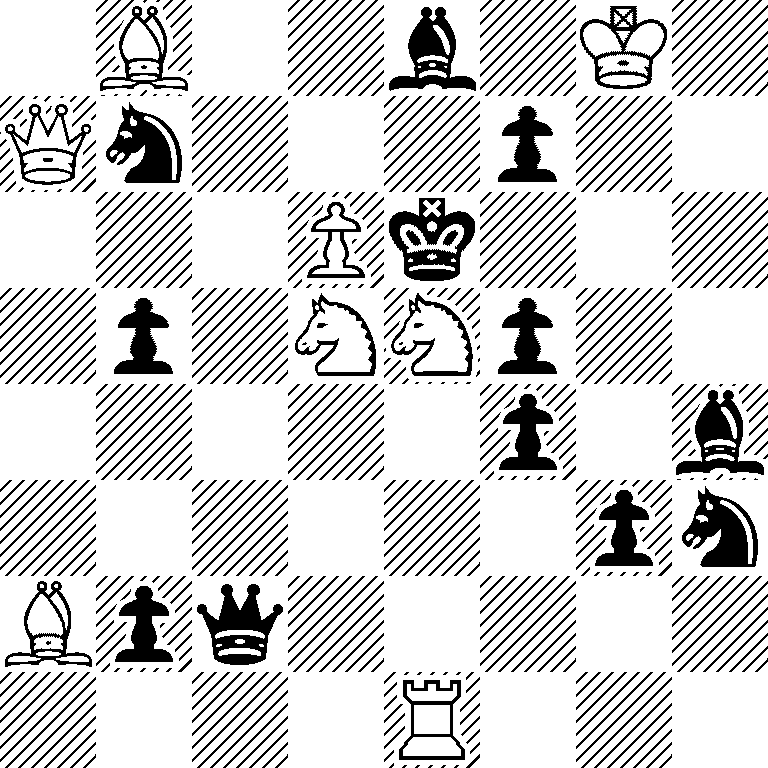 1B2b1K1/Qn3p2/3Pk3/1p1NNp2/5p1b/6pn/Bpq5/4R3