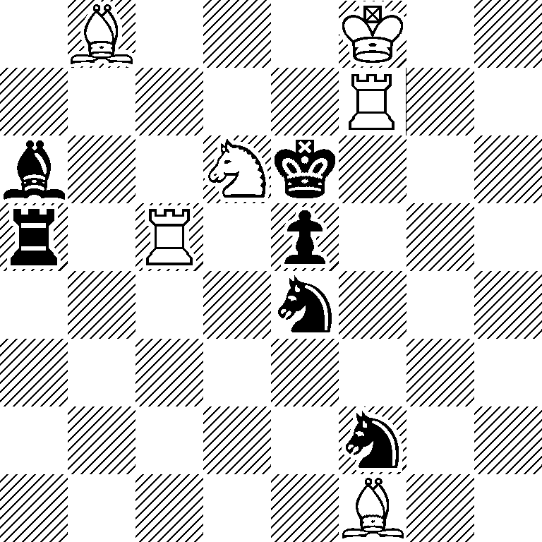 1B3K2/5R2/b2Nk3/r1R1p3/4n3/8/5n2/5B2