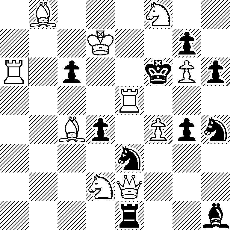 1B3N2/3K2p1/R1p2kPp/4R3/2Bp1Ppn/4n3/3NQ3/4r2b