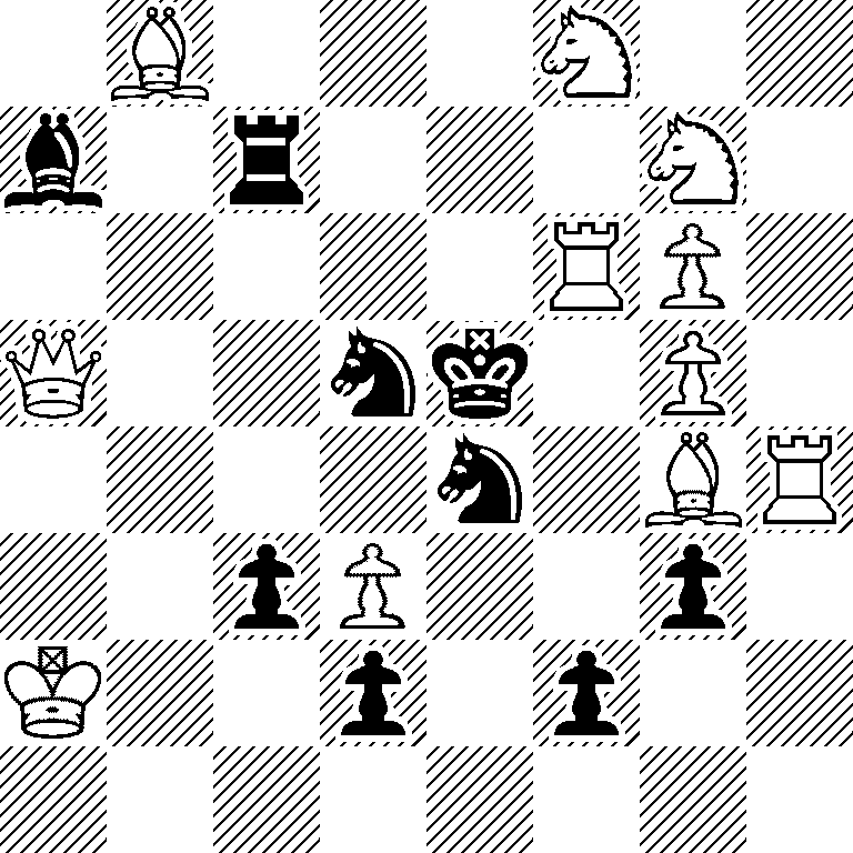 1B3N2/b1r3N1/5RP1/Q2nk1P1/4n1BR/2pP2p1/K2p1p2/8