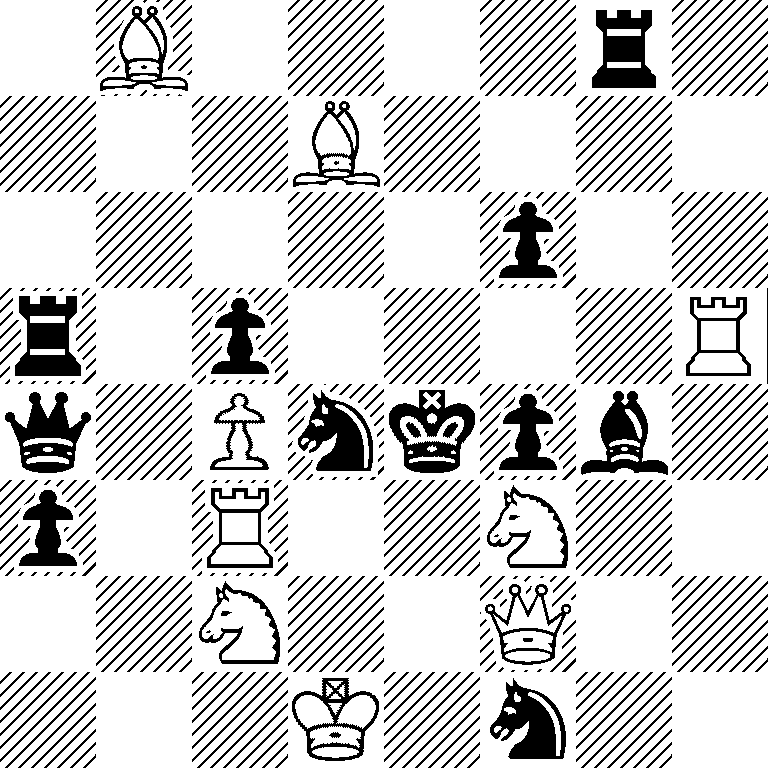 1B4r1/3B4/5p2/r1p4R/q1Pnkpb1/p1R2N2/2N2Q2/3K1n2