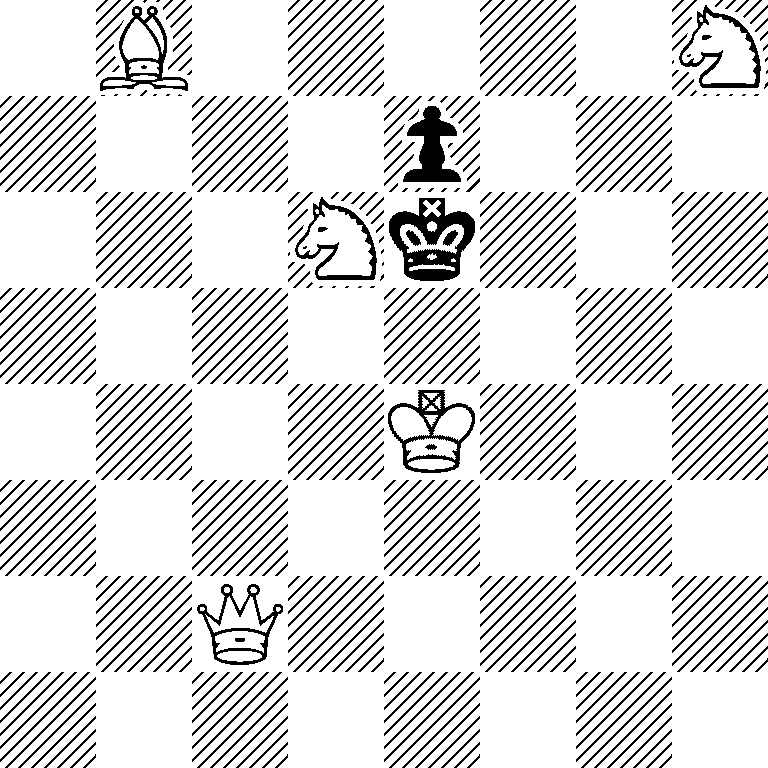 1B5N/4p3/3Nk3/8/4K3/8/2Q5/8