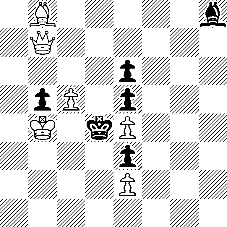 1B5b/1Q6/4p3/1pP1p3/1K1kP3/4p3/4P3/8
