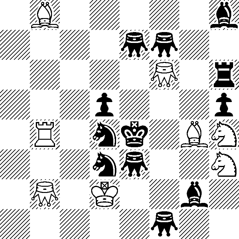 1B5b/4*2q*2q2/5*2Q1r/3p3p/1R1sk1BS/3s*2q2S/1*2Q1K2b1/5*2q2