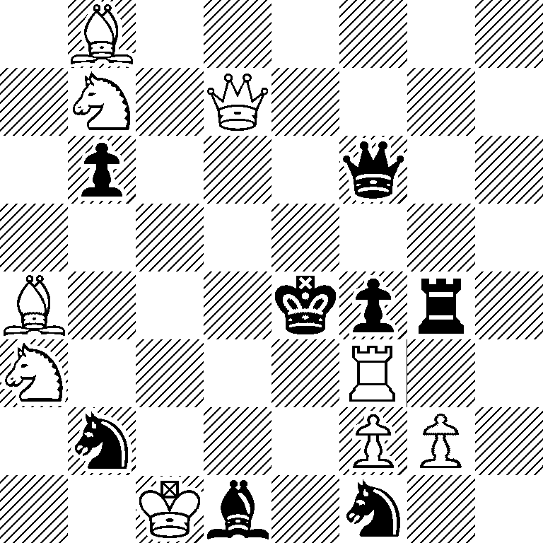 1B6/1N1Q4/1p3q2/8/B3kpr1/N4R2/1n3PP1/2Kb1n2