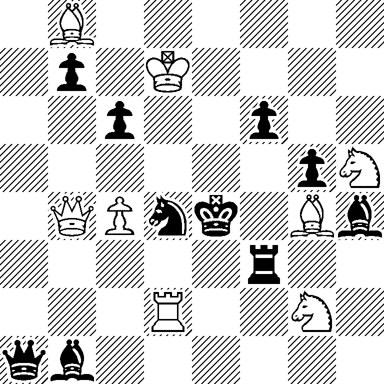1B6/1p1K4/2p2p2/6pN/1QPnk1Bb/5r2/3R2N1/qb6