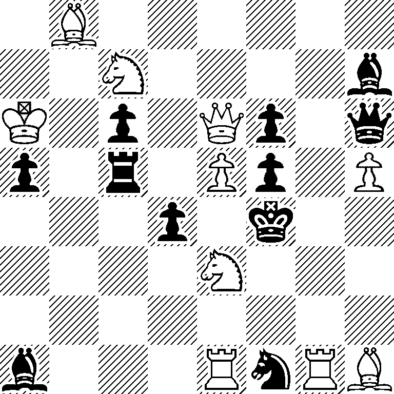 1B6/2N4b/K1p1Qp1q/p1r1Pp1P/3p1k2/4N3/8/b3RnRB