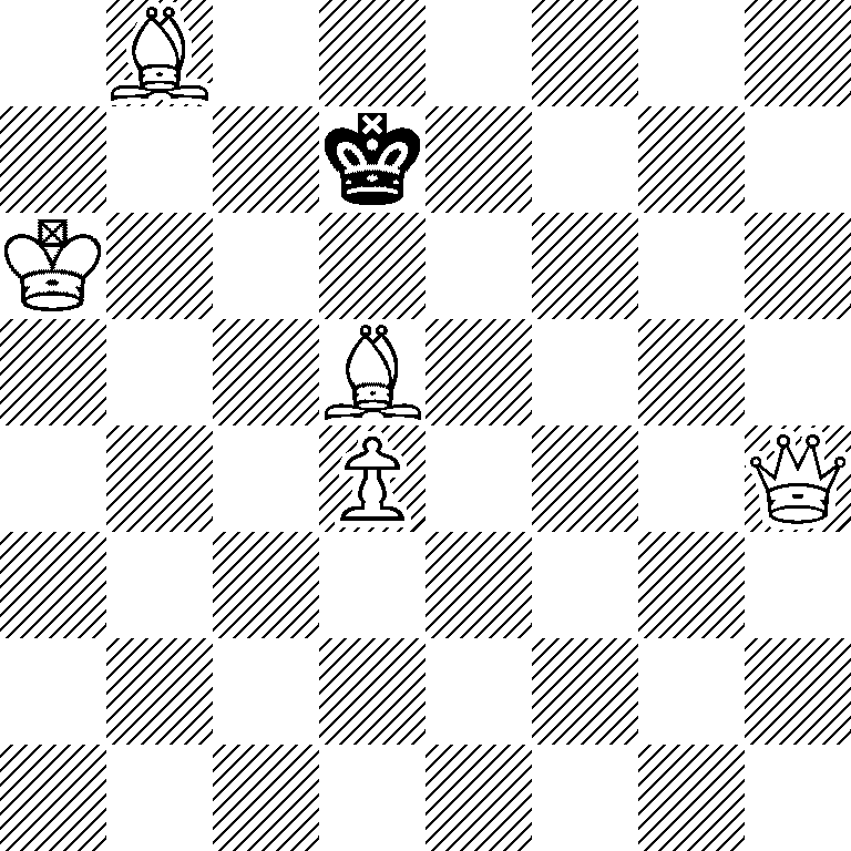 1B6/3k4/K7/3B4/3P3Q/8/8/8
