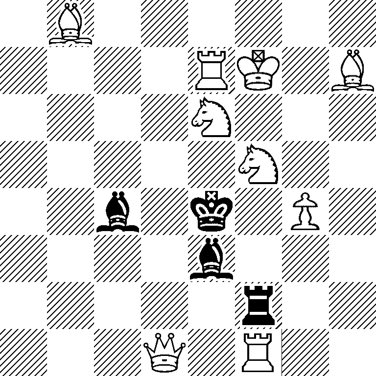 1B6/4RK1B/4N3/5N2/2b1k1P1/4b3/5r2/3Q1R2