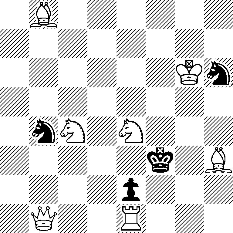 1B6/8/6Kn/8/1nN1N3/5k1B/4p3/1Q2R3