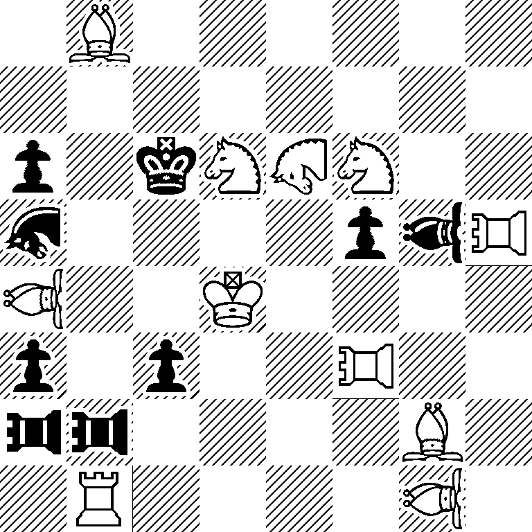 1B6/8/p1kS*3SS2/*3s4p*3b*3R/*3B2K4/p1p2*3R2/*3r*3r4B1/1R4*3B1