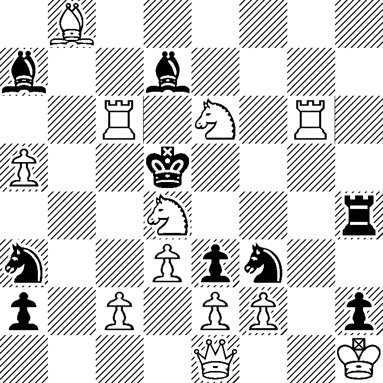 1B6/b2b4/2R1N1R1/P2k4/3N3r/n2Ppn2/p1P1PP1p/4Q2K