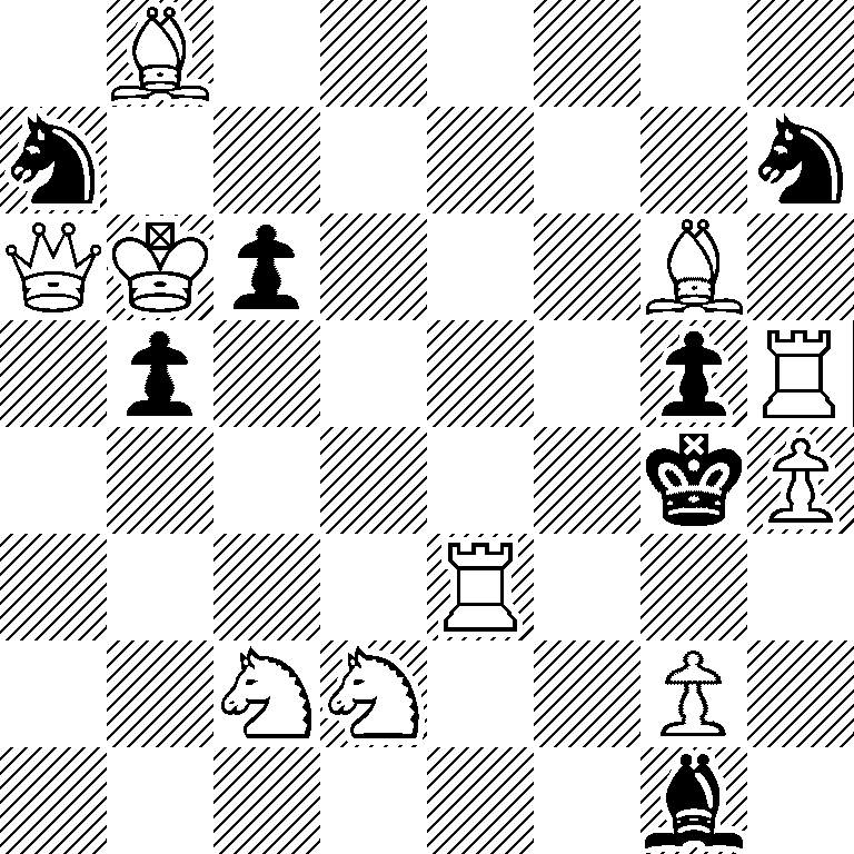 1B6/n6n/QKp3B1/1p4pR/6kP/4R3/2NN2P1/6b1
