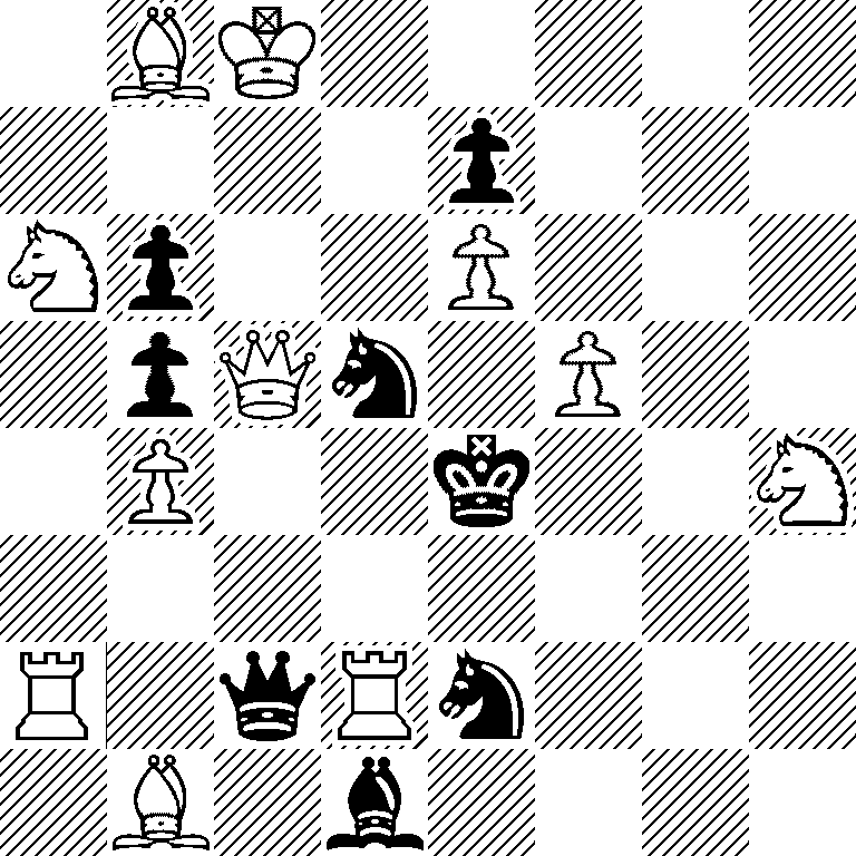 1BK5/4p3/Np2P3/1pQn1P2/1P2k2N/8/R1qRn3/1B1b4