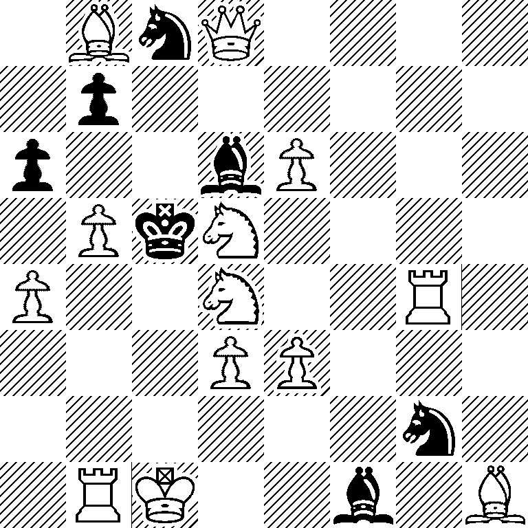 1BnQ4/1p6/p2bP3/1PkN4/P2N2R1/3PP3/6n1/1RK2b1B
