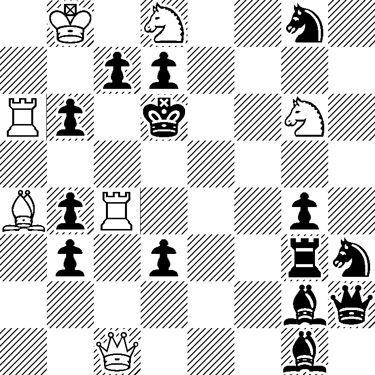 1K1N2n1/2pp4/Rp1k2N1/8/BpR3p1/1p1p2rn/6bq/2Q3b1