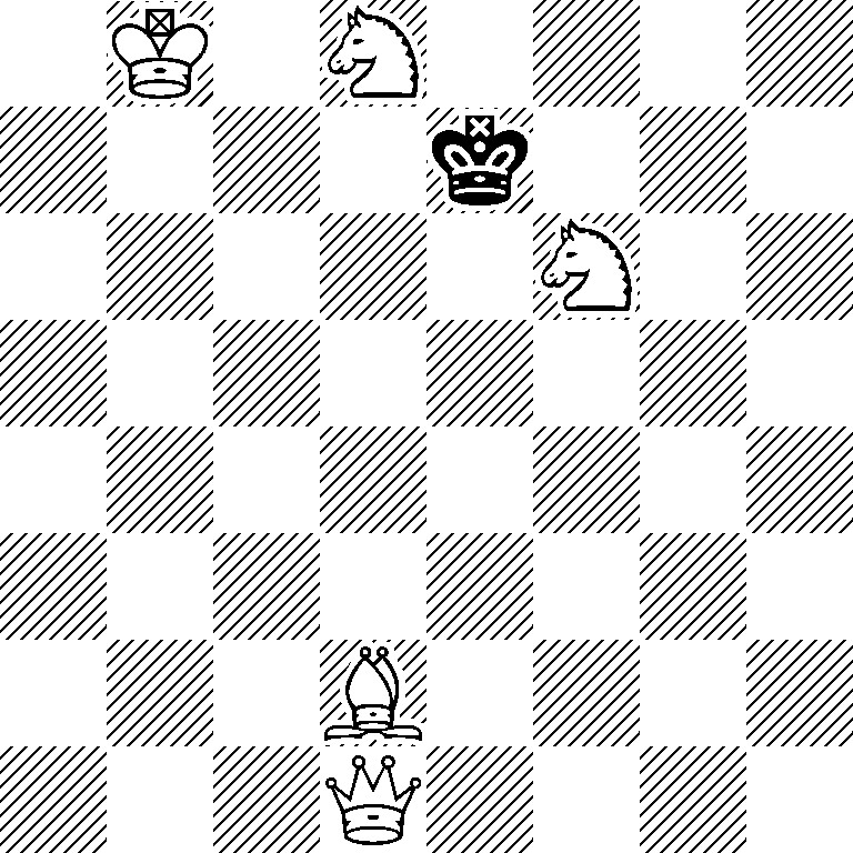 1K1N4/4k3/5N2/8/8/8/3B4/3Q4