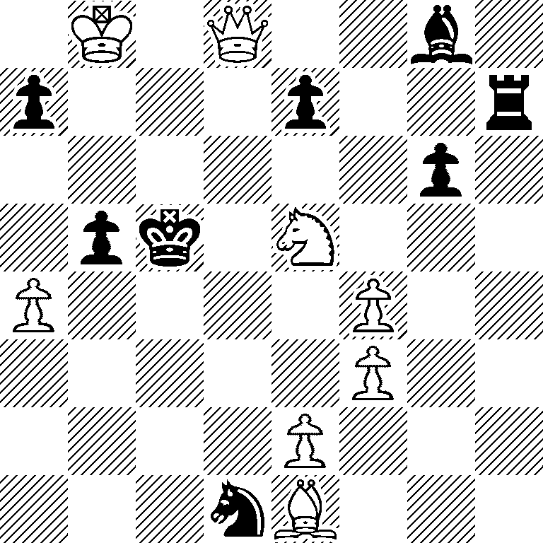 1K1Q2b1/p3p2r/6p1/1pk1N3/P4P2/5P2/4P3/3nB3