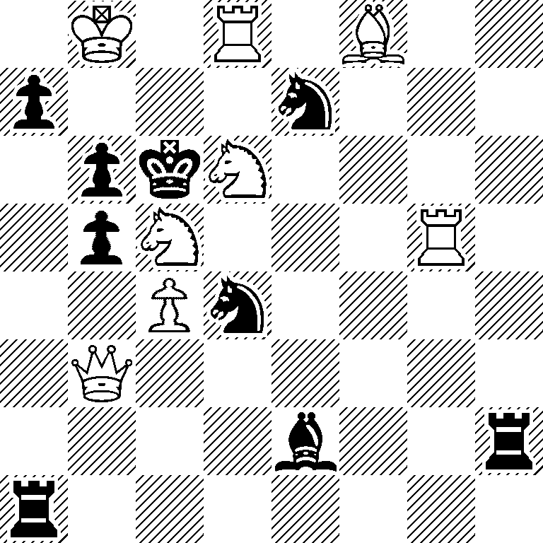 1K1R1B2/p3n3/1pkN4/1pN3R1/2Pn4/1Q6/4b2r/r7
