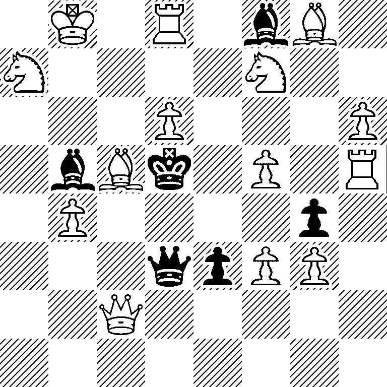 1K1R1bB1/N4N2/3P3P/1bBk1P1R/1P4p1/3qpPP1/2Q5/8