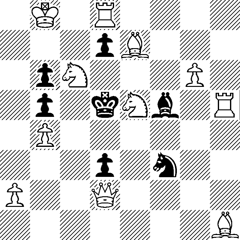 1K1R4/3pB3/1pN3P1/1p1kNb1R/1P6/3p1n2/P2Q4/7B