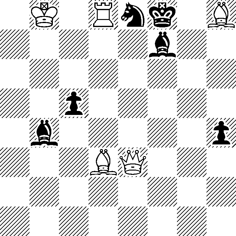 1K1Rnk1B/5b2/8/2p5/1b5p/3BQ3/8/8