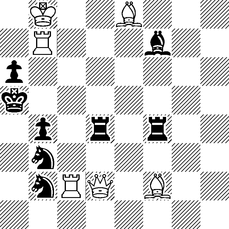 1K2B3/1R3b2/p7/k7/1p1r1r2/1n6/1nRQ1B2/8