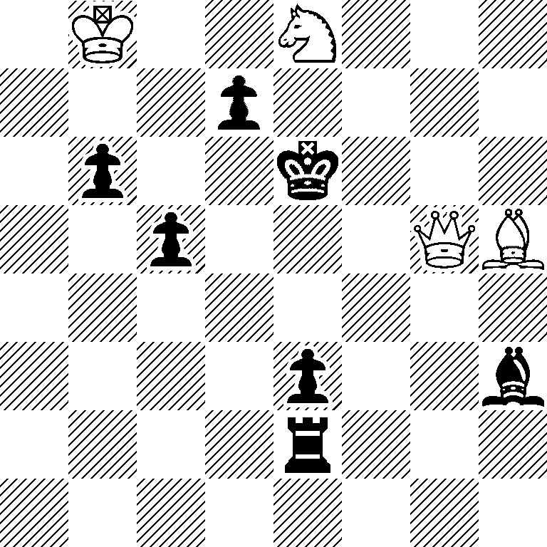 1K2N3/3p4/1p2k3/2p3QB/8/4p2b/4r3/8