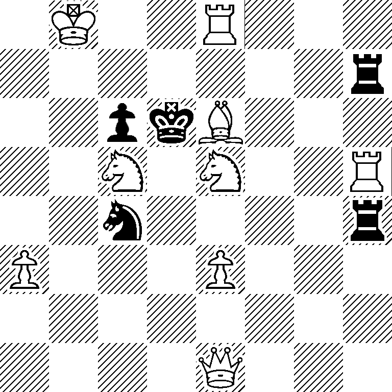 1K2R3/7r/2pkB3/2N1N2R/2n4r/P3P3/8/4Q3