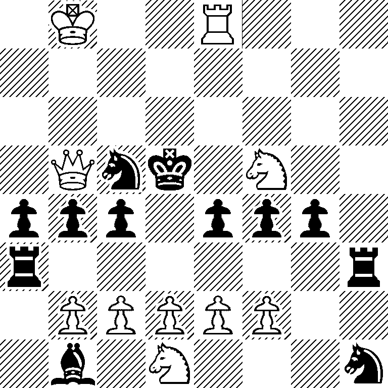 1K2R3/8/8/1Qnk1N2/ppp1ppp1/r6r/1PPPPP2/1b1N3n