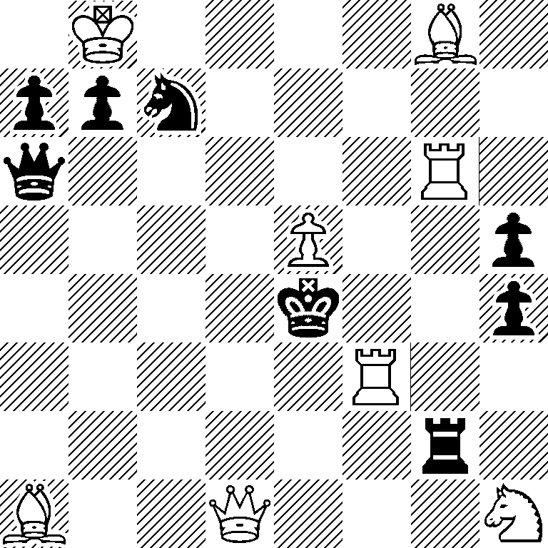 1K4B1/ppn5/q5R1/4P2p/4k2p/5R2/6r1/B2Q3N