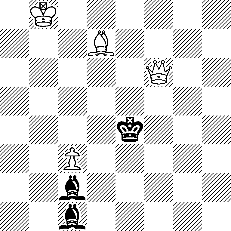 1K6/3B4/5Q2/8/4k3/2P5/2b5/2b5