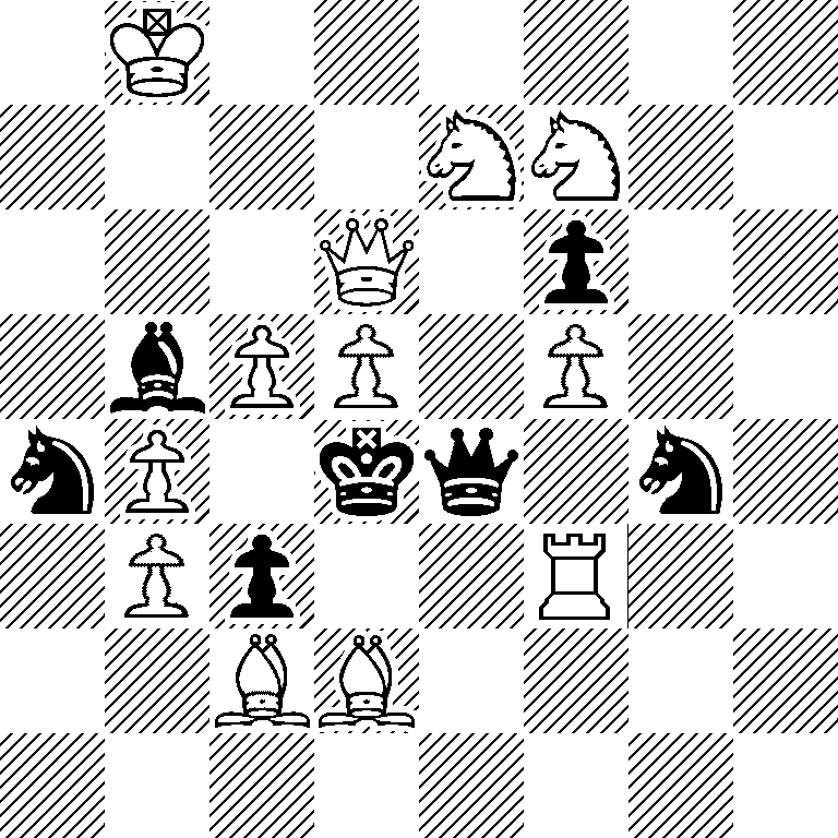 1K6/4NN2/3Q1p2/1bPP1P2/nP1kq1n1/1Pp2R2/2BB4/8