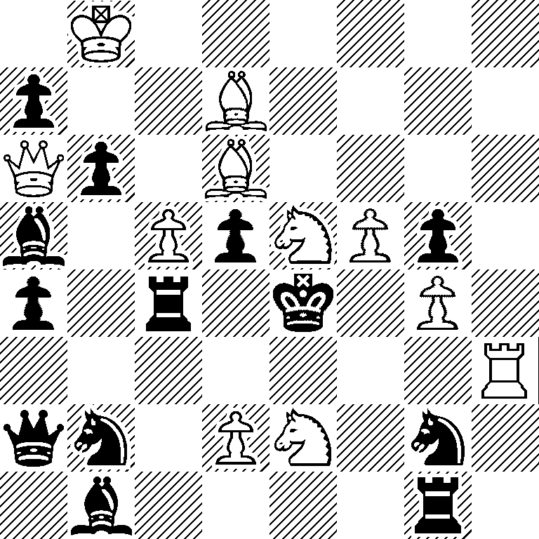 1K6/p2B4/Qp1B4/b1PpNPp1/p1r1k1P1/7R/qn1PN1n1/1b4r1