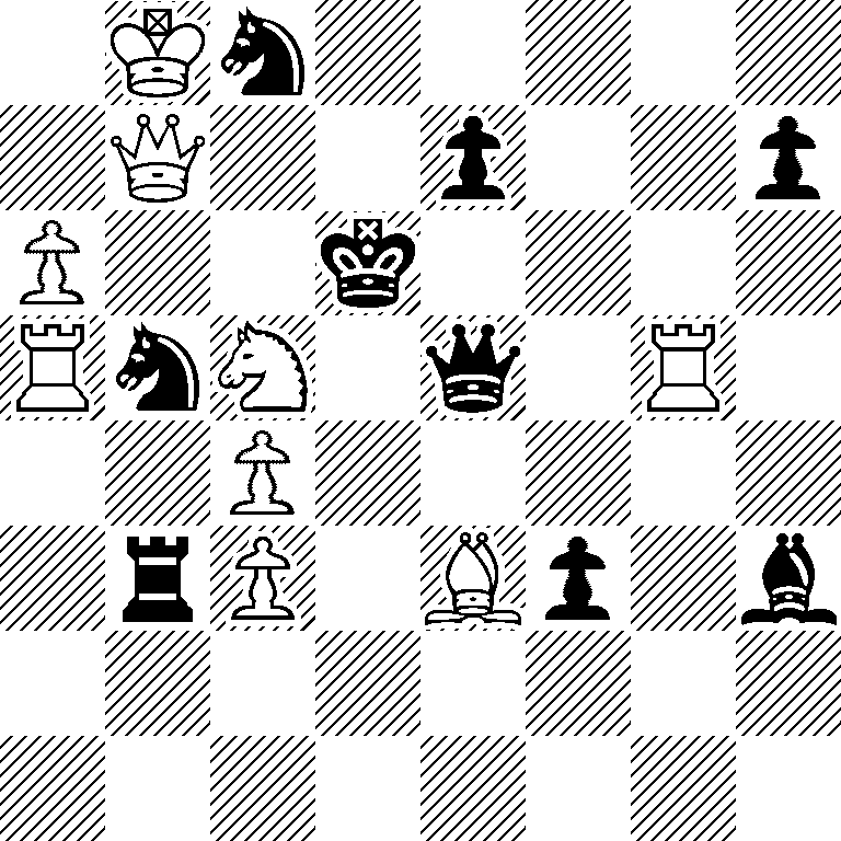 1Kn5/1Q2p2p/P2k4/RnN1q1R1/2P5/1rP1Bp1b/8/8