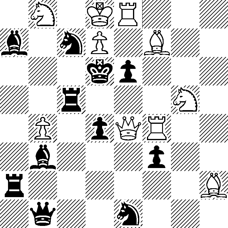 1N1KR3/b1nP1B2/3kp3/2r3N1/1P1pQR2/1b3p2/r6B/1q2n3