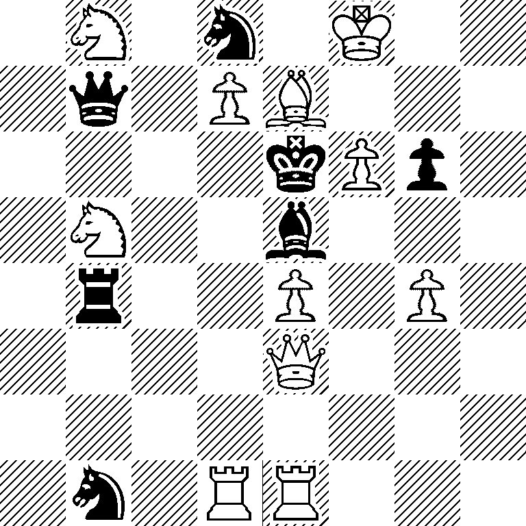 1N1n1K2/1q1PB3/4kPp1/1N2b3/1r2P1P1/4Q3/8/1n1RR3