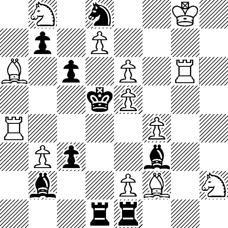 1N1n2K1/1p1P4/B1p1P1R1/3kP3/R4P2/1Pp2b2/1b2PB1N/3rr3