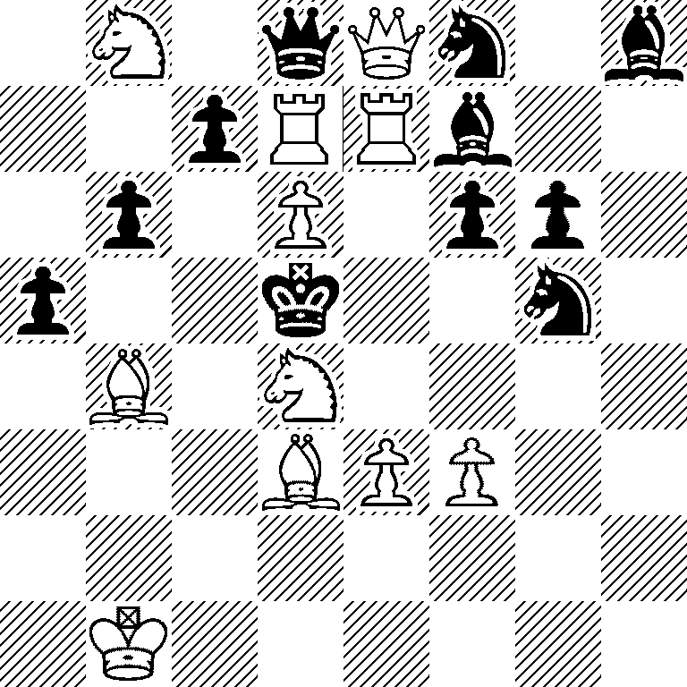1N1qQn1b/2pRRb2/1p1P1pp1/p2k2n1/1B1N4/3BPP2/8/1K6