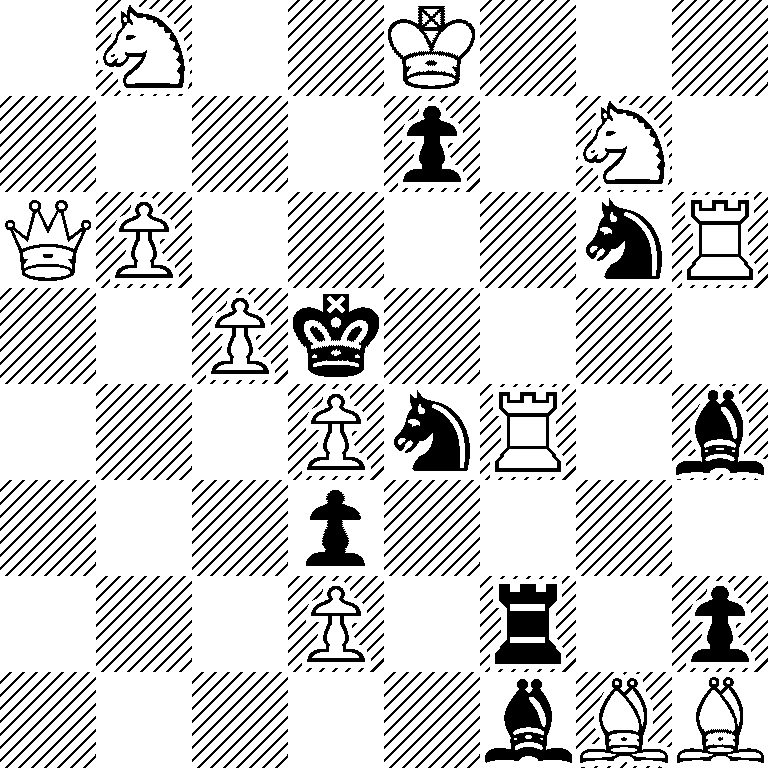 1N2K3/4p1N1/QP4nR/2Pk4/3PnR1b/3p4/3P1r1p/5bBB
