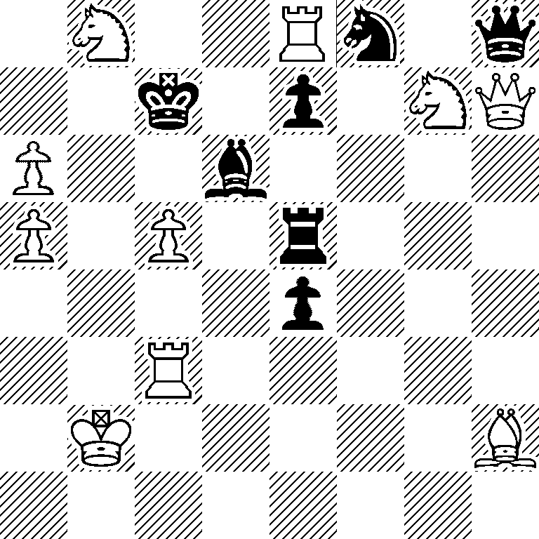 1N2Rn1q/2k1p1NQ/P2b4/P1P1r3/4p3/2R5/1K5B/8