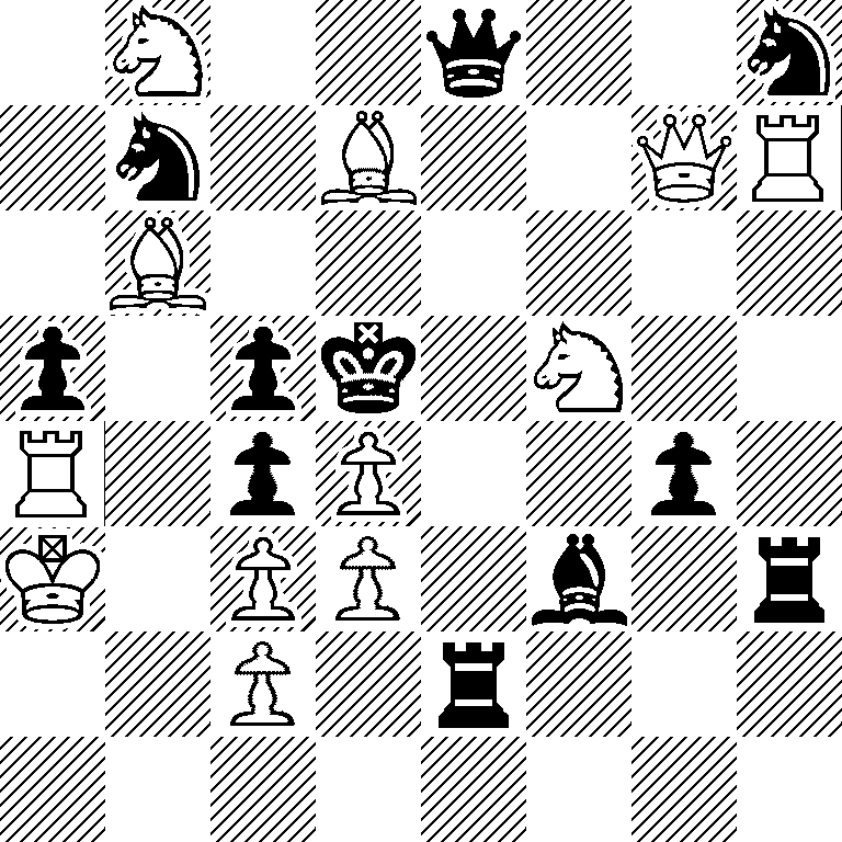 1N2q2n/1n1B2QR/1B6/p1pk1N2/R1pP2p1/K1PP1b1r/2P1r3/8